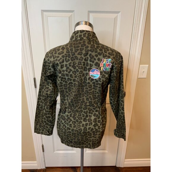 Good American Gray & Brown Animal Print Snap Button-Up Jacket W/ Patches Size XS - Picture 6 of 8